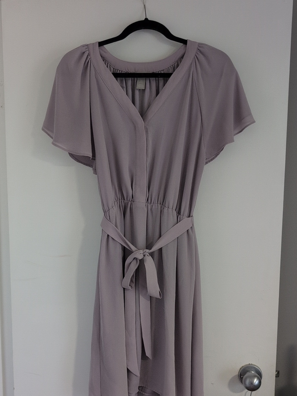 H&M Soft Lavender V-Neck Tie-Waist Dress